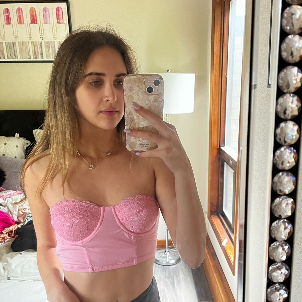 Adika pink strapless bandeau top size Small